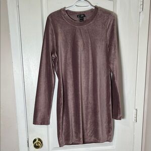 Long Sleeve Purple Ribbed Velvet Dress